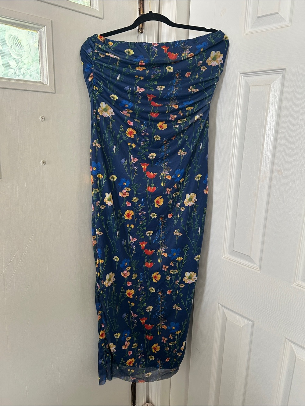 Floral Navy Strapless Maxi Dress - Women's